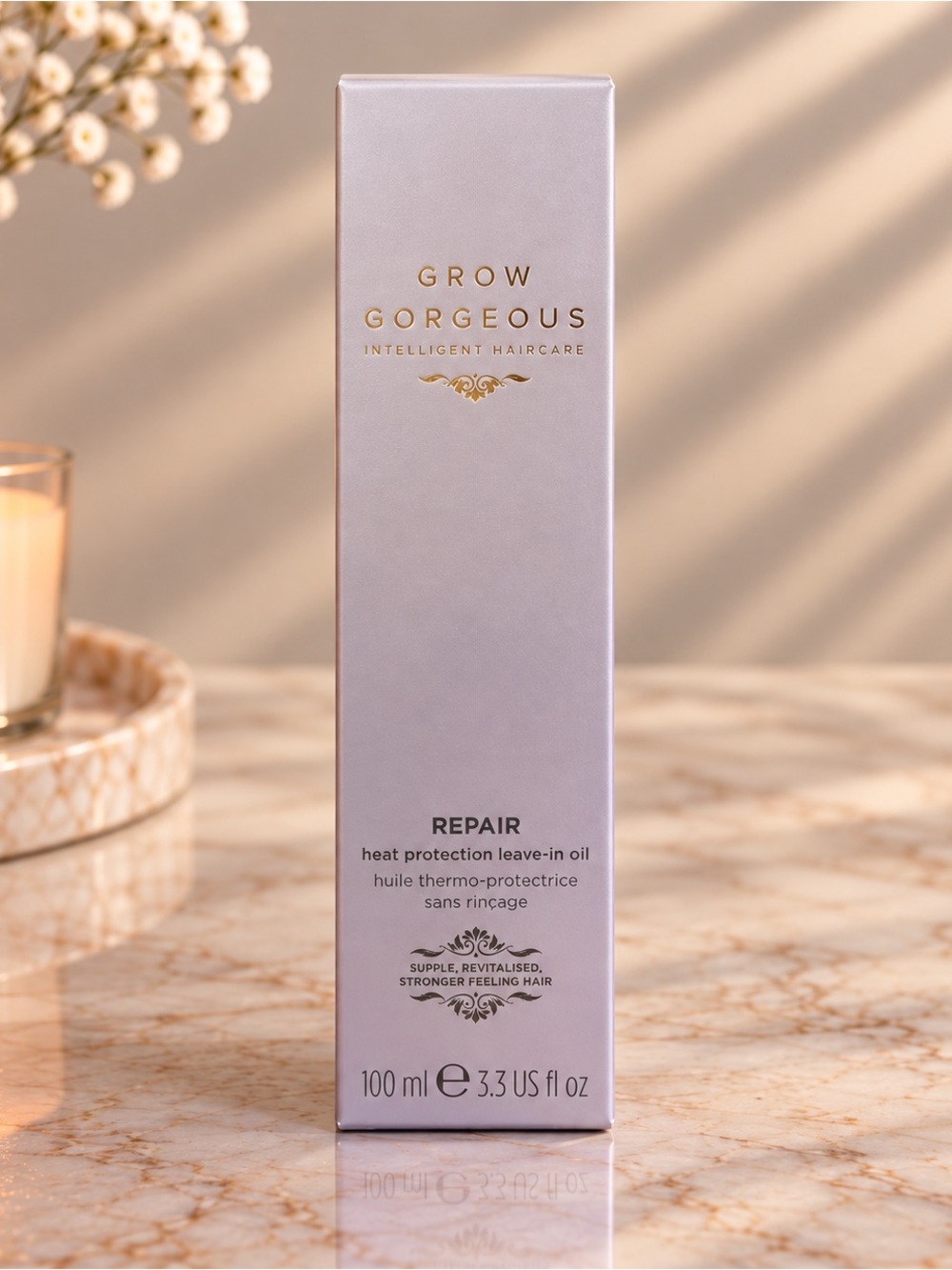 Grow Gorgeous Repair Heat Protection Leave-In Oil 3.3 oz – NEW